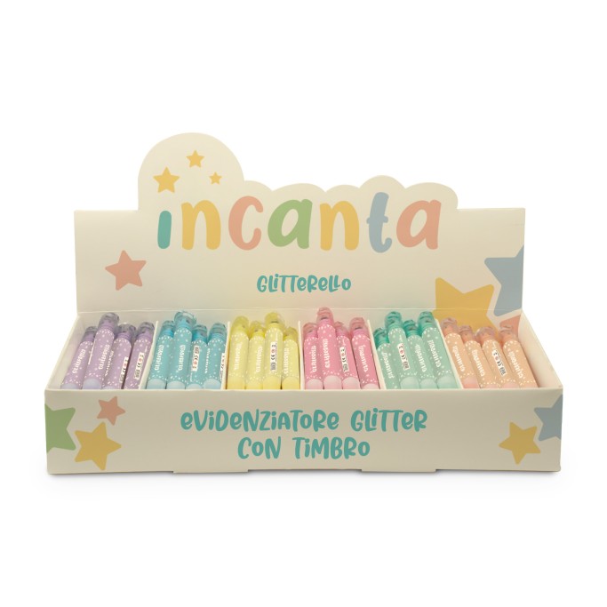 Gliterello evidenziatore glitterato e timbrino rotante assortito 1 pezzo