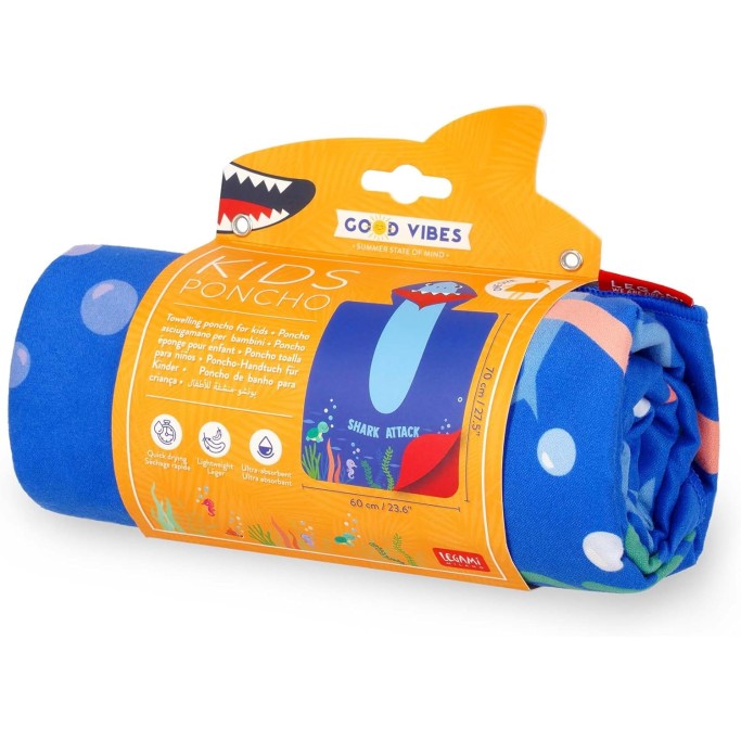 Legami Telo Mare Bambini, Poncho, Shark