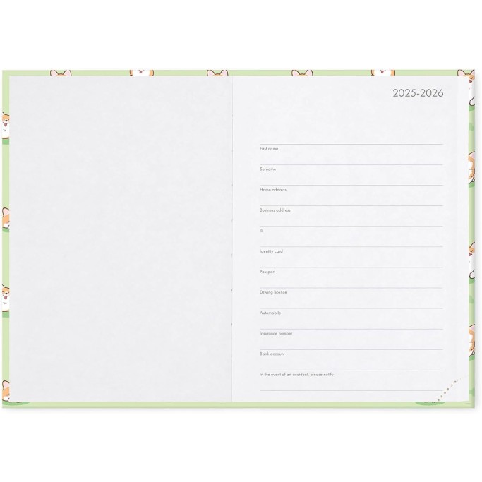 Legami Agenda Giornaliera Fotografica 2025-2026, Corgi