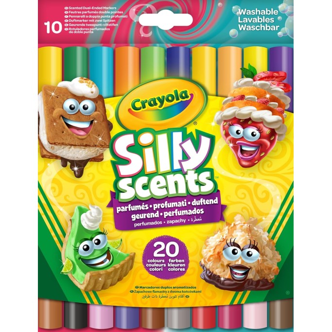 Crayola Silly Scents, Pennarelli Profumati Lavabili Doppia Punta Maxi