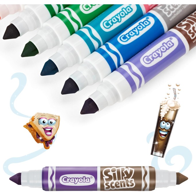 Crayola Silly Scents, Pennarelli Profumati Lavabili Doppia Punta Maxi