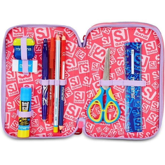 Astuccio Scuola 3 Zip SJ GANG STYLE JAM GANG Cat&Air, Rosa
