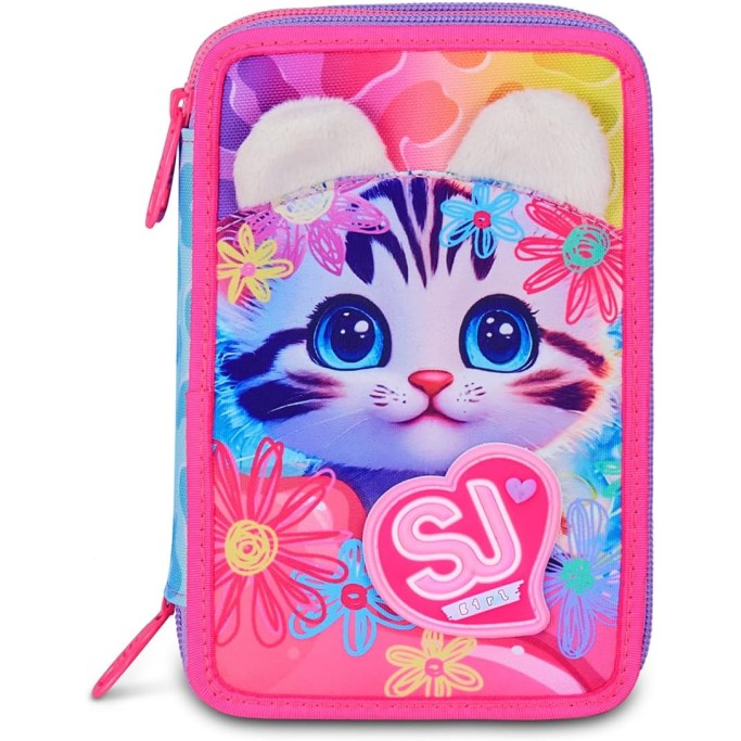 Astuccio Scuola 3 Zip SJ GANG STYLE JAM GANG Cat&Air, Rosa