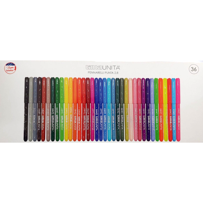 TintaUnita Pennarelli a spirito 36 pz Colori Super lavabili punta 2.8mm
