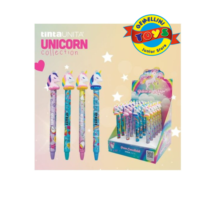 Tinta Unita PENNA CANCELLABILE CLICK CLACK BLU UNICORNO