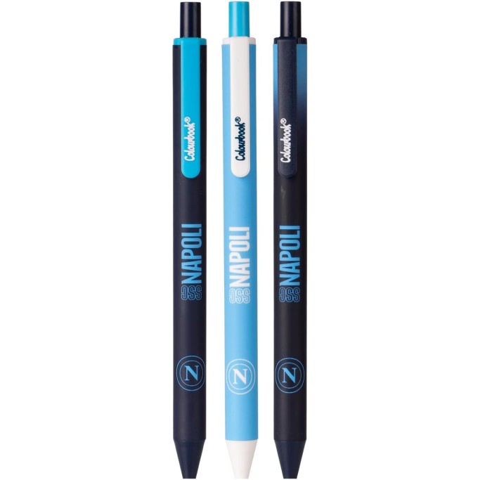 Colourbook, Set 3 Penne Napoli, Penna a Sfera 0,7mm, Inchiostro Blu