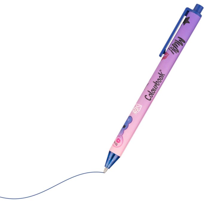 Colourbook, Set 3 Penne Coccolotti, Penna a Sfera 0,7mm, Inchiostro Blu (Love&Tell)