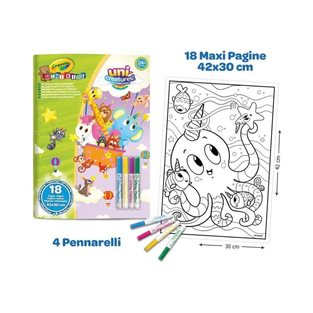 Mini Kids-Album D'Activité Colora Efface & Recolore Avec 16 Pages Réutilisables Et 3 Marqueurs