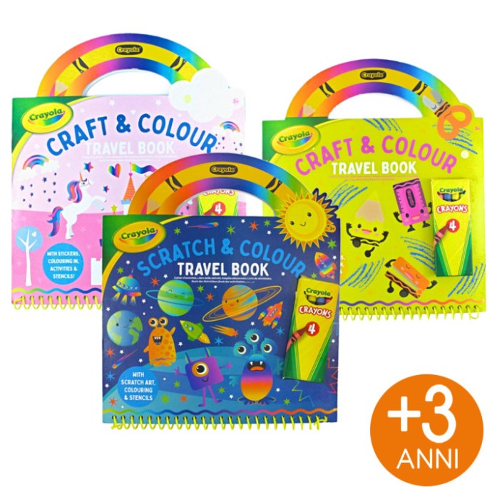 CRAYOLA VALIGETTA TRAVEL BOOK CON ALBUM ATTIVITÀ CREATIVE