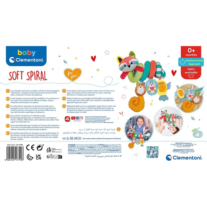 Happy Animals-Spirale, Giocattolo Morbido da Appendere