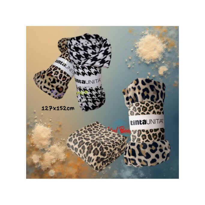 TintaUnita, Coperta Caldo e morbido Fashion Plaid  leopardata o bianco nero