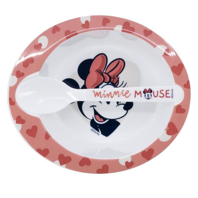 Set Pappa per Microonde Piatto Fondo con Cucchiaio Minnie o Topolino