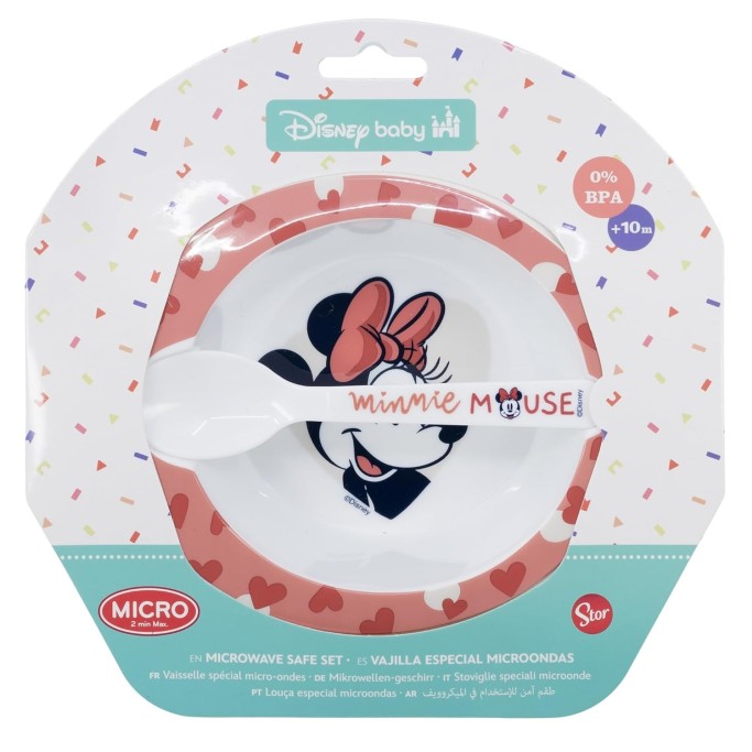 Set Pappa per Microonde Piatto Fondo con Cucchiaio Minnie o Topolino