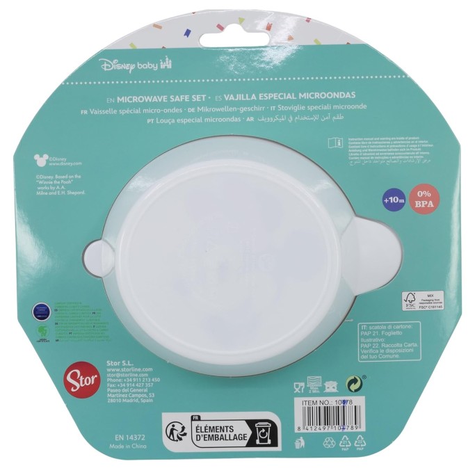 Set Pappa per Microonde Piatto Fondo con Cucchiaio Minnie o Topolino