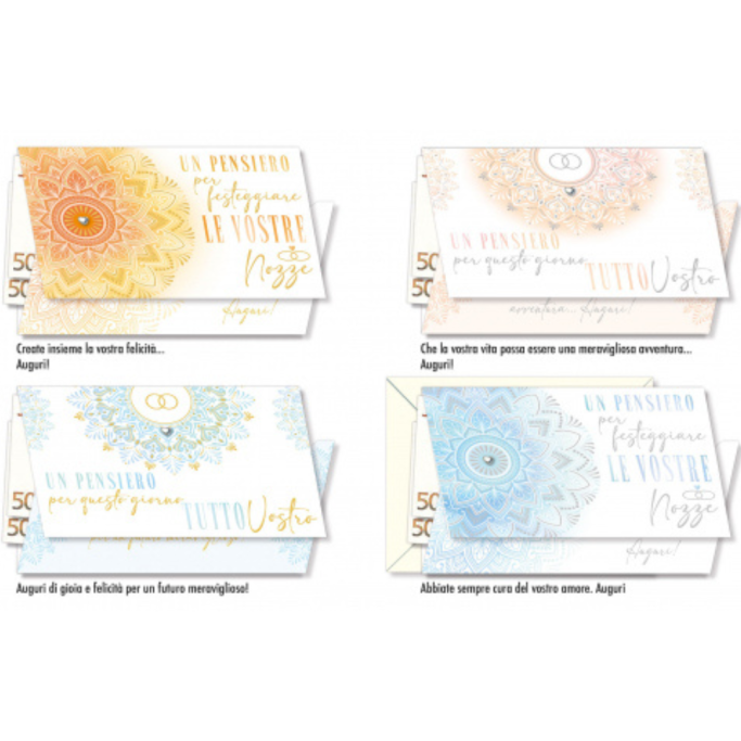 BIGLIETTO AUGURALE MATRIMONIO 12X18, PORTASOLDI Con Strass Mandala