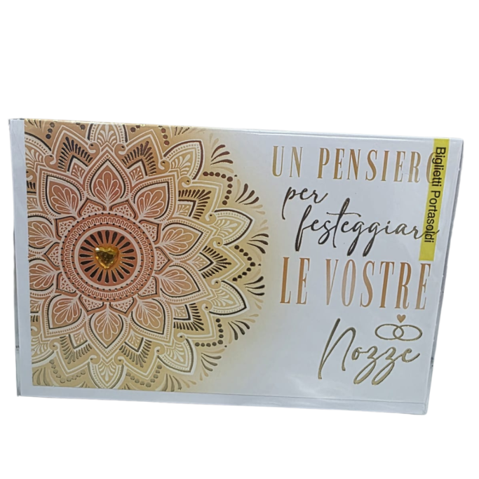 BIGLIETTO AUGURALE MATRIMONIO 12X18, PORTASOLDI Con Strass Mandala