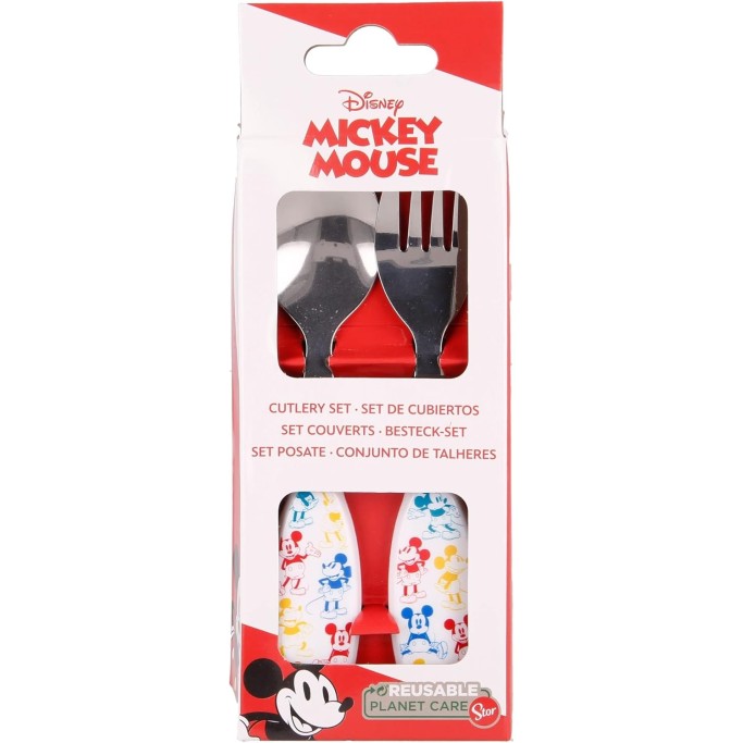 Set 2 Posate Bambini Disney Mickey Mouse in metallo