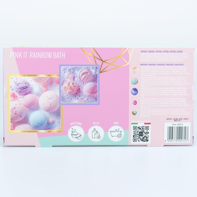 Rainbow Bath, Set di Bath Bomb Palline di Sapone da Bagno Colorate