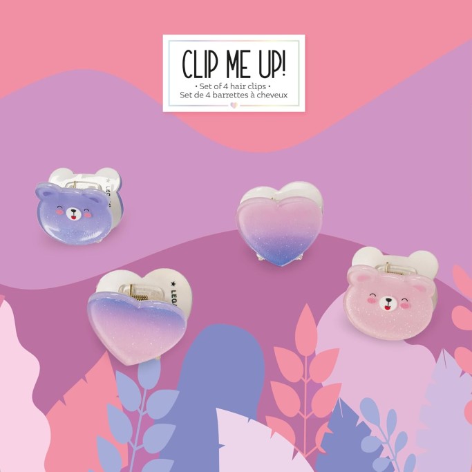 Legami, Set di 4 Mini Mollette per Capelli Clip Me Up!, Tema Teddy