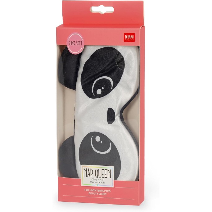 Legami, Sleep Mask Nap Queen, Mascherina da Notte con Elastico Regolabile, Super Soffice, Tema Panda