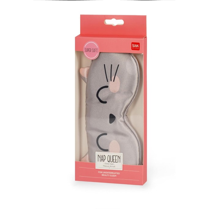 Legami, Sleep Mask Nap Queen, Mascherina da Notte con Elastico Regolabile, Super Soffice, Tema Kitty