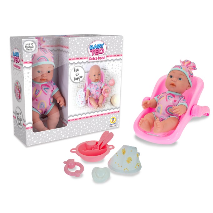 BABY TEO, PLAY SET BAMBOLOTTO VINILE CON OVETTO 25 CM