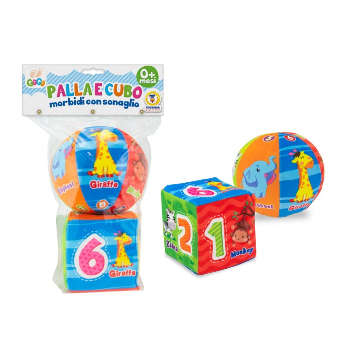 Palla e cubo sonori e morbidi