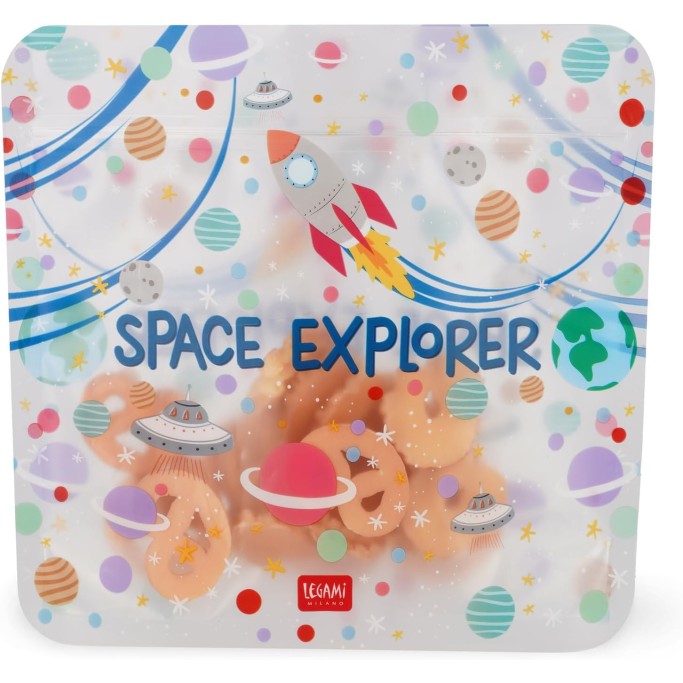Legami, Set di 3 Buste per Alimenti, 3 Diverse Misure S, M, L, Snack Bags Pratici, Space