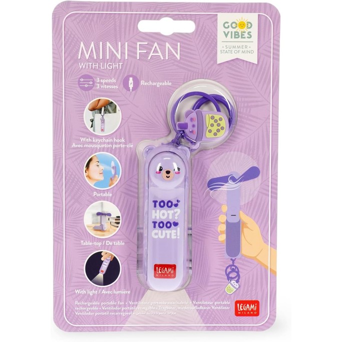 Legami, Mini Fan, Ventilatore portatile ricaricabile, Tema Teddy