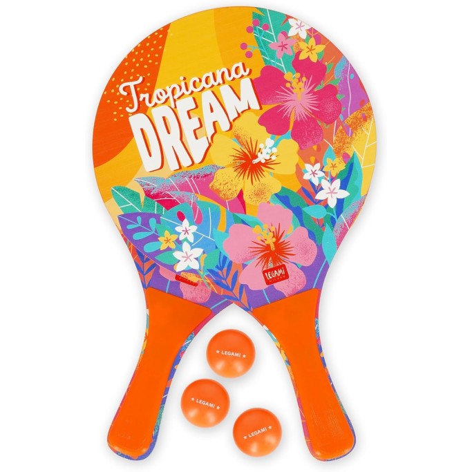 Legami, Racchette da Spiaggia, 2 Racchette e 3 Palline, Tropicana Dream