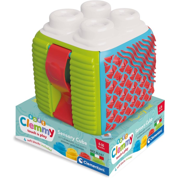 Clementoni, Soft Sensory Activity Cube-Set Costruzioni Prima Infanzia