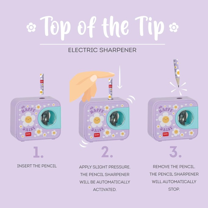 Legami, Temperino Elettrico Top of the Tip, Tema Daisy