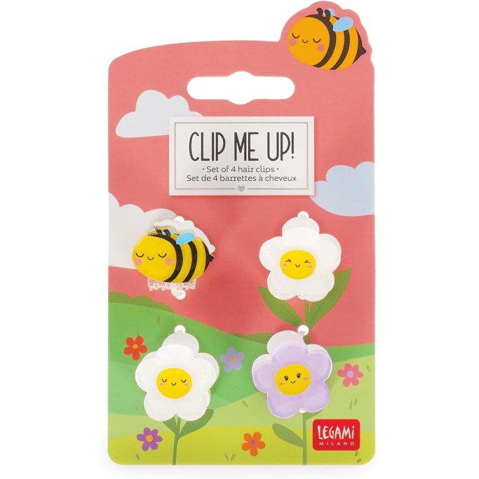 Legami, Set di 4 Mini Mollette per Capelli Clip Me Up!, Tema Bee,