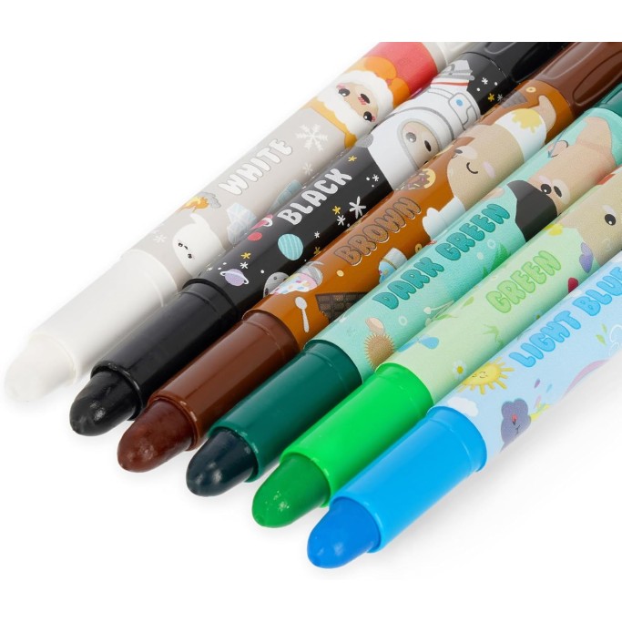 Legami, Set di 12 Pastelli a Cera Teddy Friends, a Rotazione