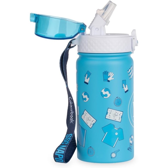 Colourbook, Borraccia Termica Bambini 400 Ml Napoli Ufficiale