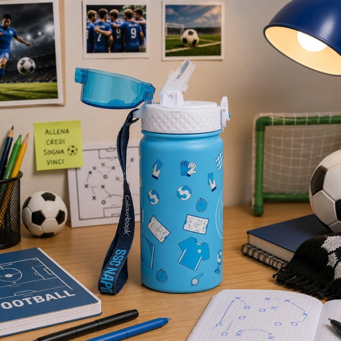 Colourbook, Borraccia Termica Bambini 400 Ml Napoli Ufficiale