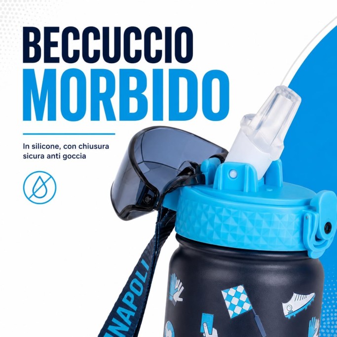 Colourbook, Borraccia Termica Bambini 400 Ml Napoli Ufficiale