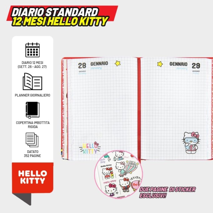 HELLO KITTY, Diario Scuola 2026-2027 Ufficiale Hello Kitty