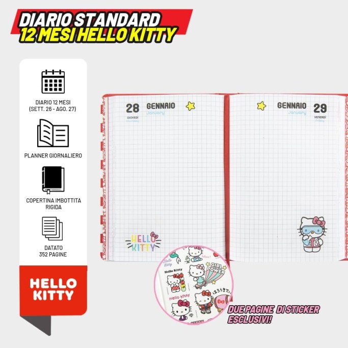 HELLO KITTY, Diario Scuola 2026-2027 Ufficiale Hello Kitty
