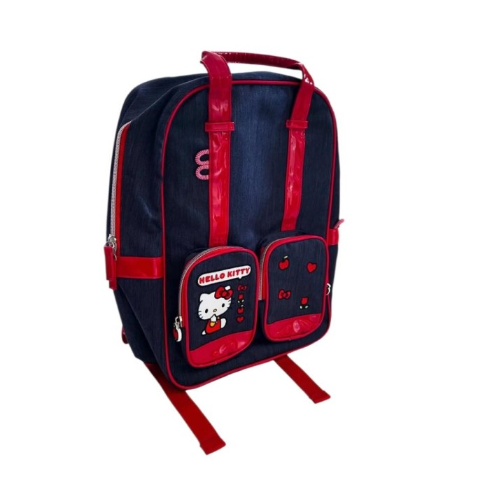 Zaino scuola red in jeans Hello Kitty