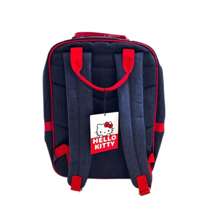 Zaino scuola red in jeans Hello Kitty