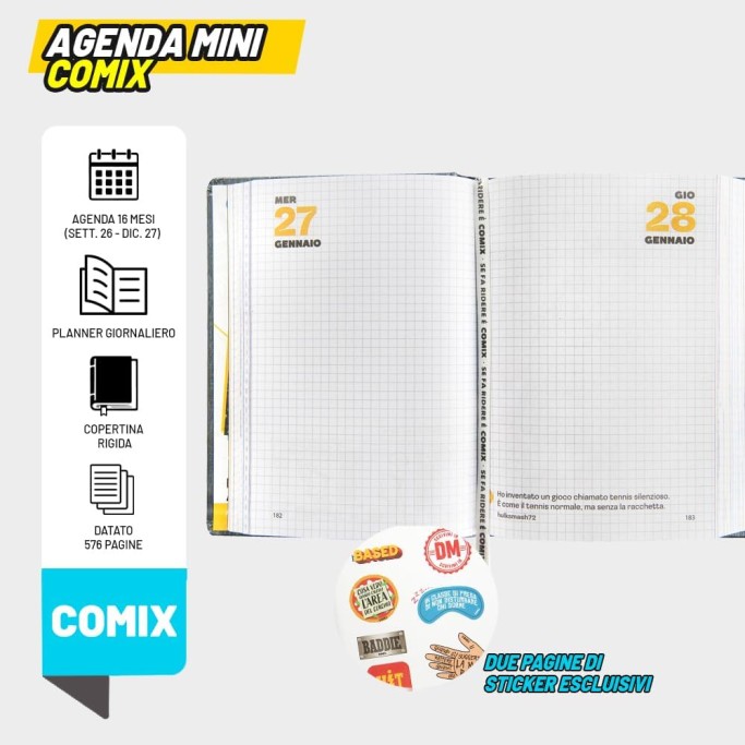 COMIX, Diario - Agenda 2027 Giornaliera 16 Mesi, Formato 13x17,8 cm