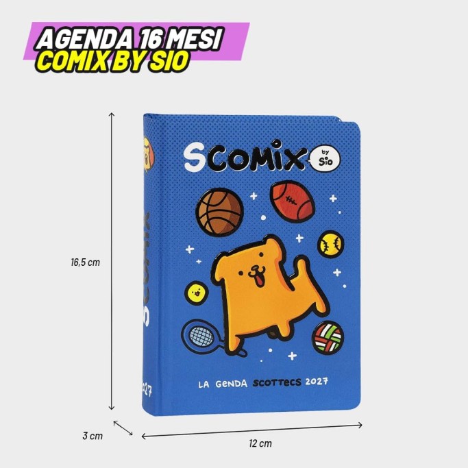 COMIX Scomix by Sio, Agenda Giornaliera 16 Mesi, Diario 2026-2027