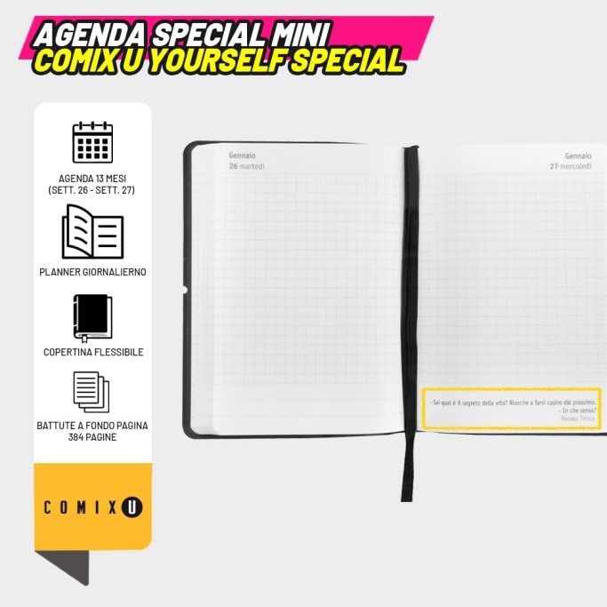 COMIX U YOURSELF SPECIAL - Agenda 2026-2027 Giornaliera 13 Mesi, Copertina Morbida e Termovirante con Elastico