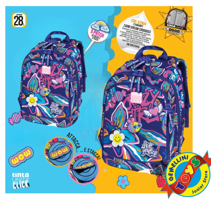 Tinta Unita, ZAINO DREAM CROSS SISTEM CRAZY GIRL CON PATCH