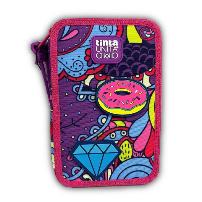 Tinta Unita, Astuccio 3 Zip CLICK CHIC Completo di Cancelleria