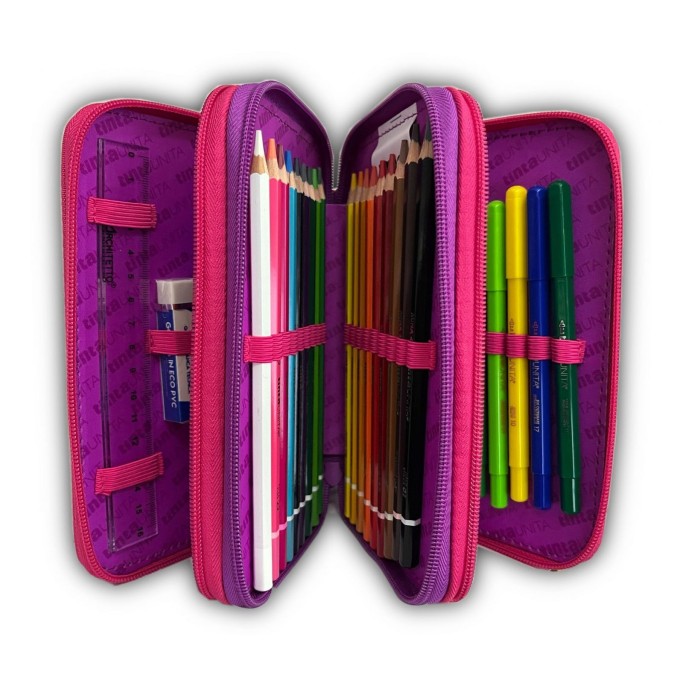 Tinta Unita, Astuccio 3 Zip CLICK CHIC Completo di Cancelleria