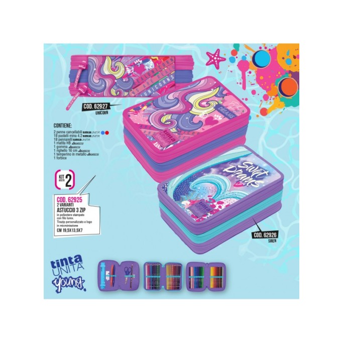 Tinta Unita, Astuccio 3 Zip Sirena Young