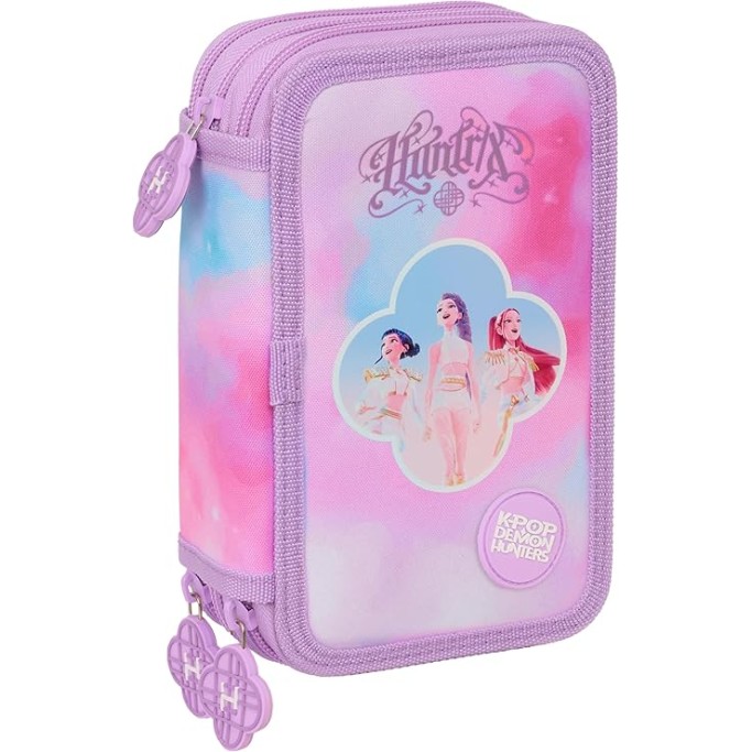 K-POP Demon Hunters , Astuccio scuola 3 zip + omaggio colori Tinta Unita