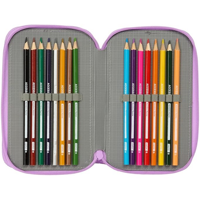K-POP Demon Hunters , Astuccio scuola 3 zip + omaggio colori Tinta Unita